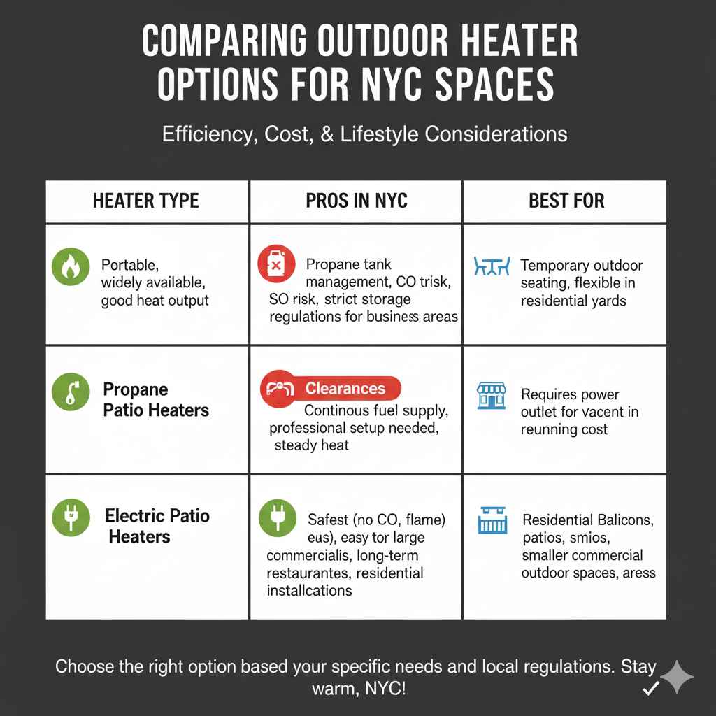 Comparing Outdoor Heater Options for NYC Spaces