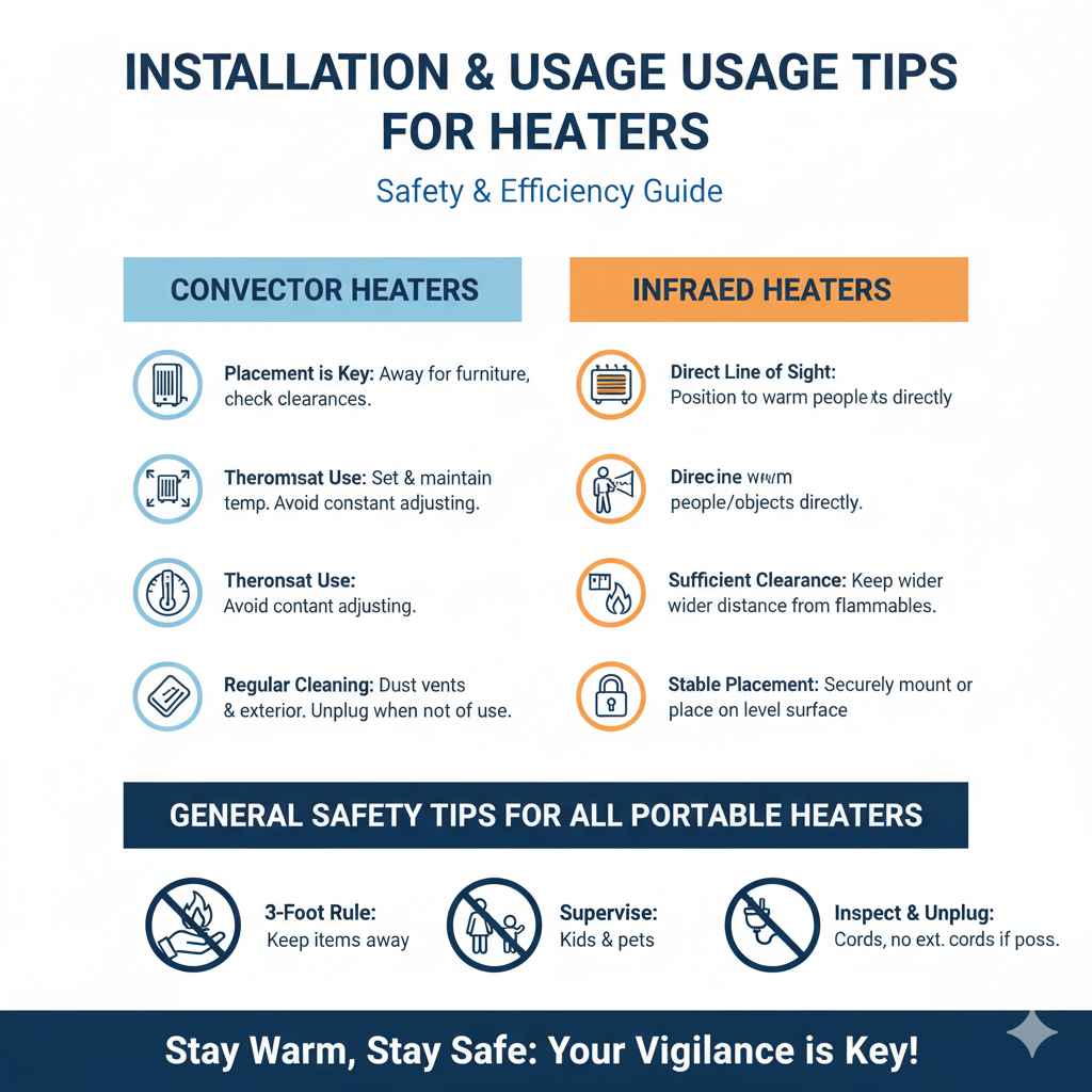 Installation and Usage Tips for Both Heater Types