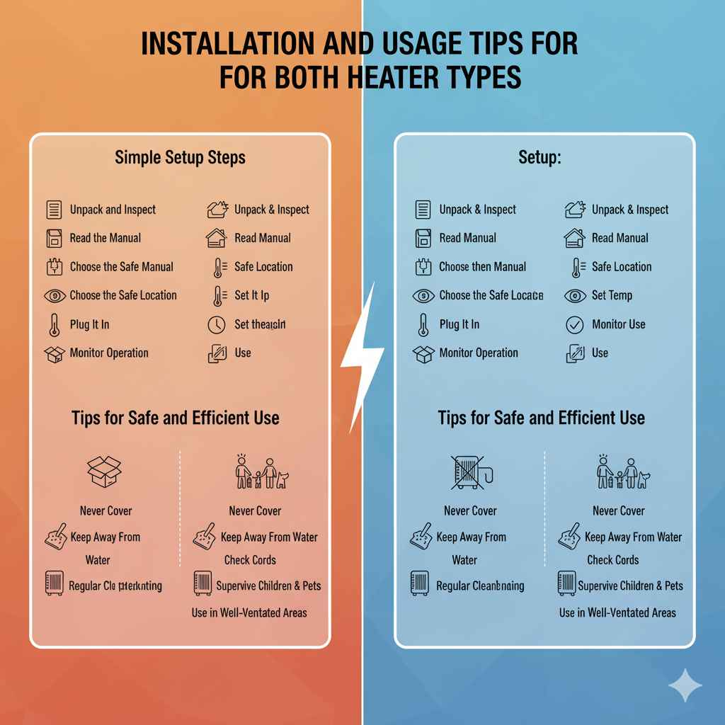 Installation and Usage Tips for Both Heater Types