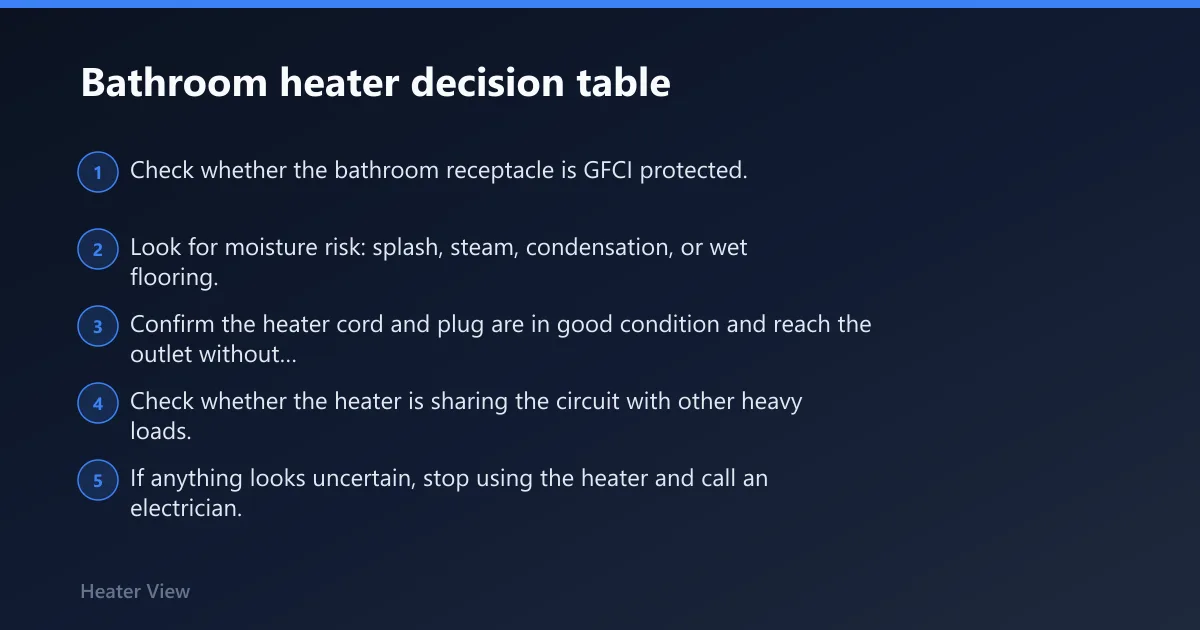 Steps: Bathroom heater decision table