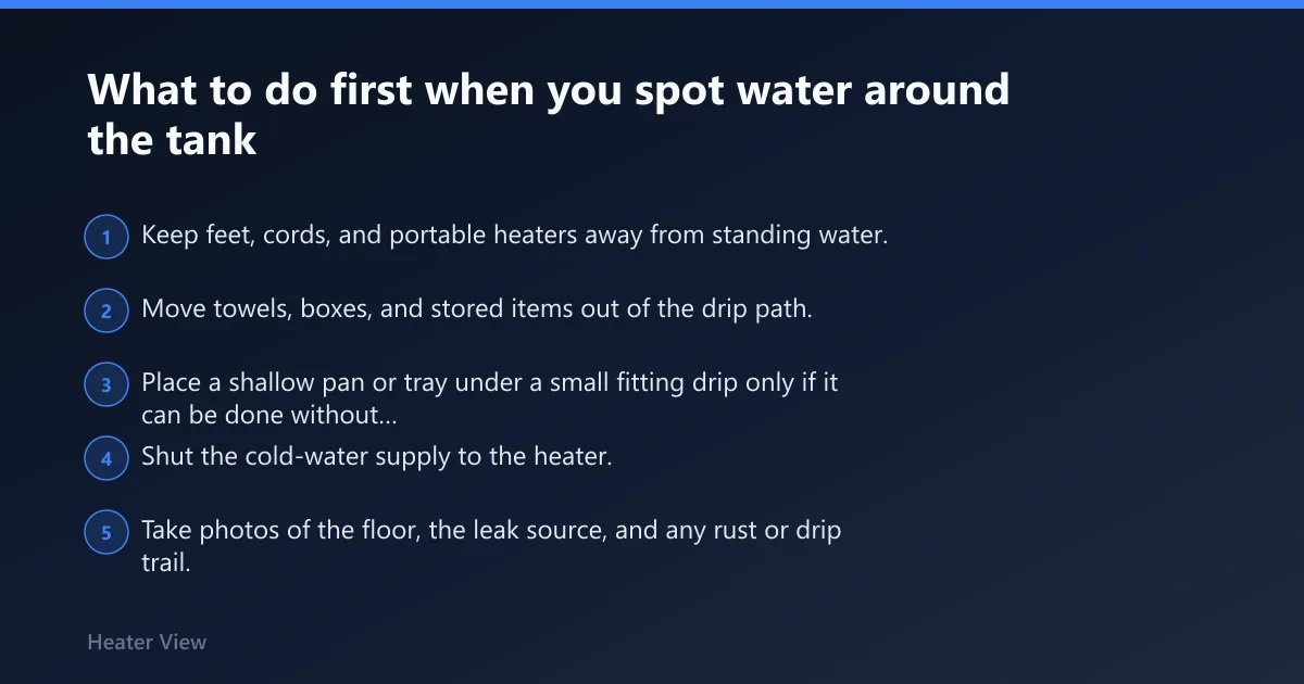 Steps: What to do first when you spot water around the tank