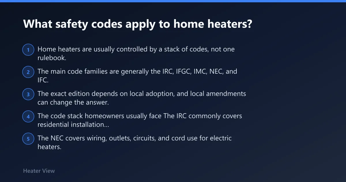 Steps: What safety codes apply to home heaters?
