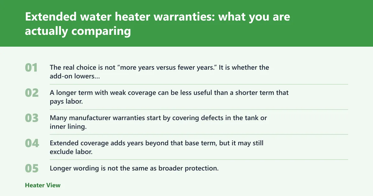 Steps: Extended water heater warranties: what you are actually comparing