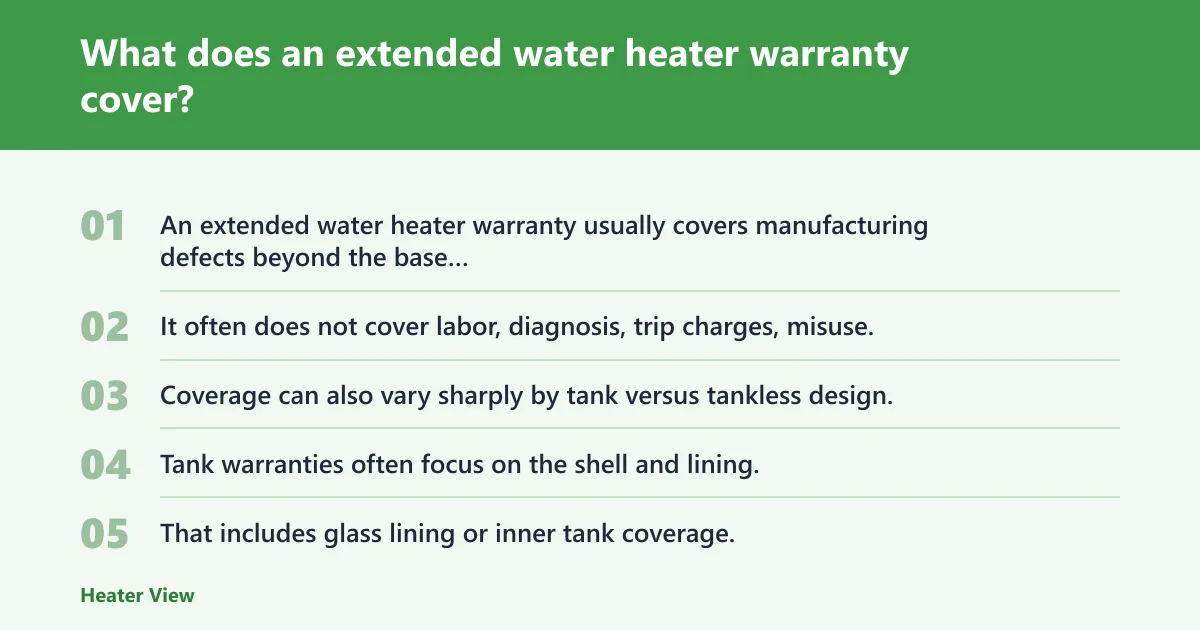 Steps: What does an extended water heater warranty cover?