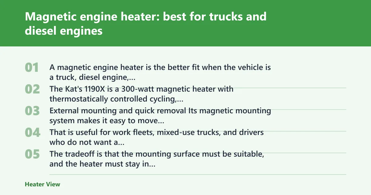 Steps: Magnetic engine heater: best for trucks and diesel engines