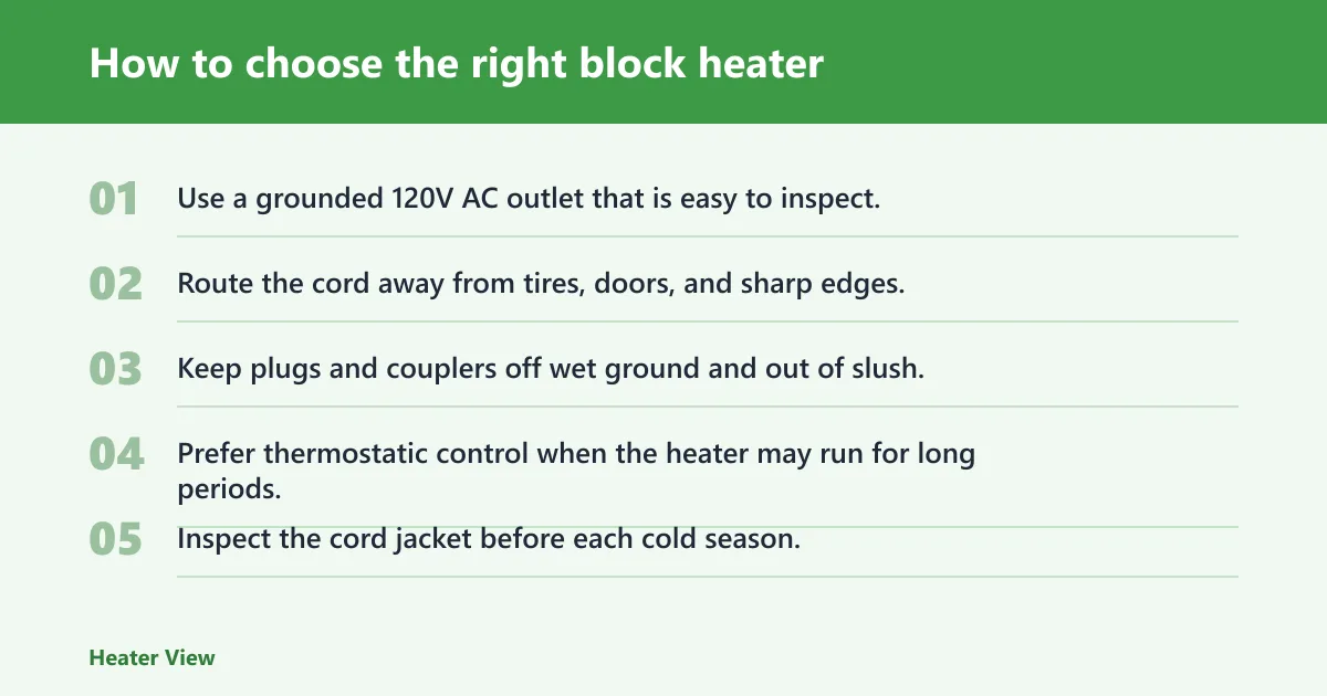 Steps: How to choose the right block heater