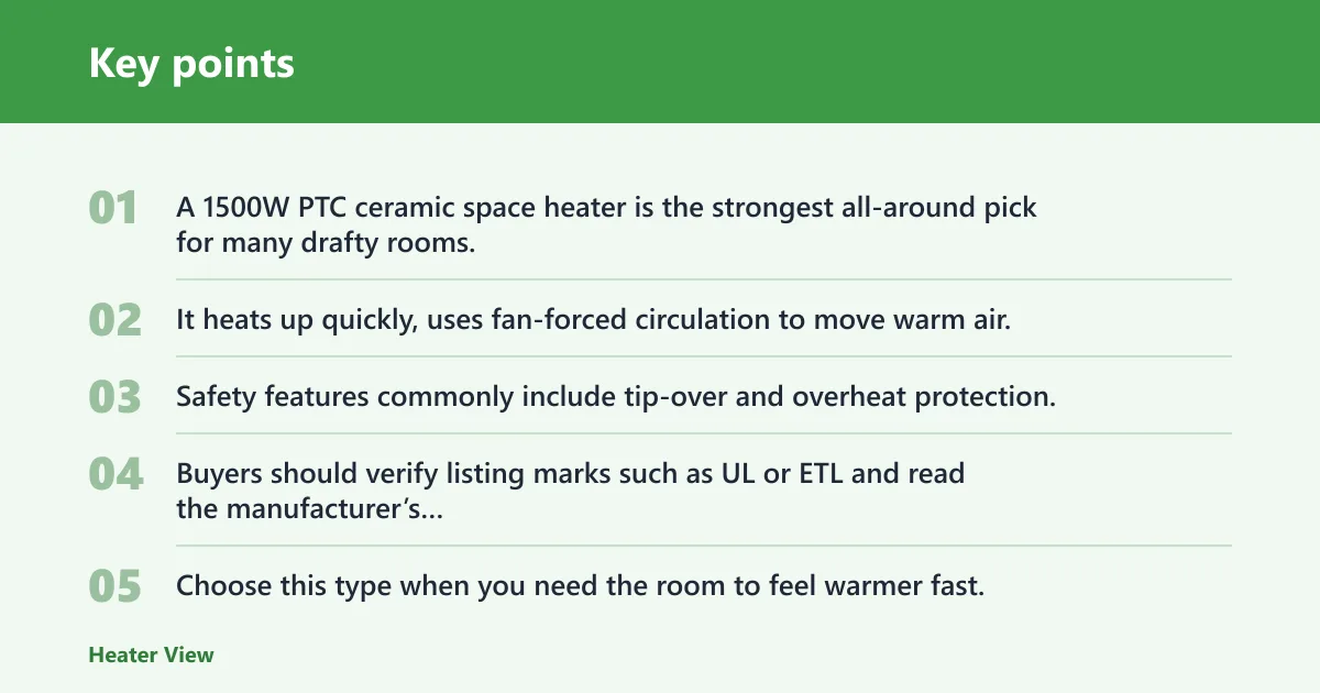 Key points: Which heater type works best in a drafty room?
