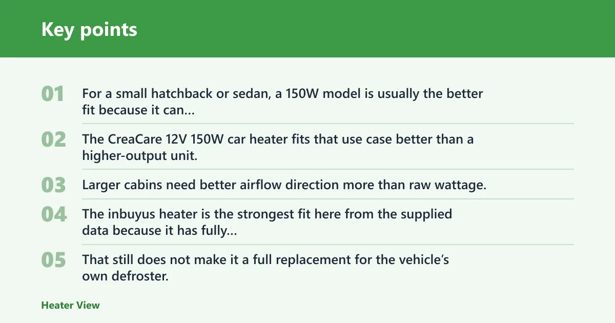 Key points: Which heater fits your car?