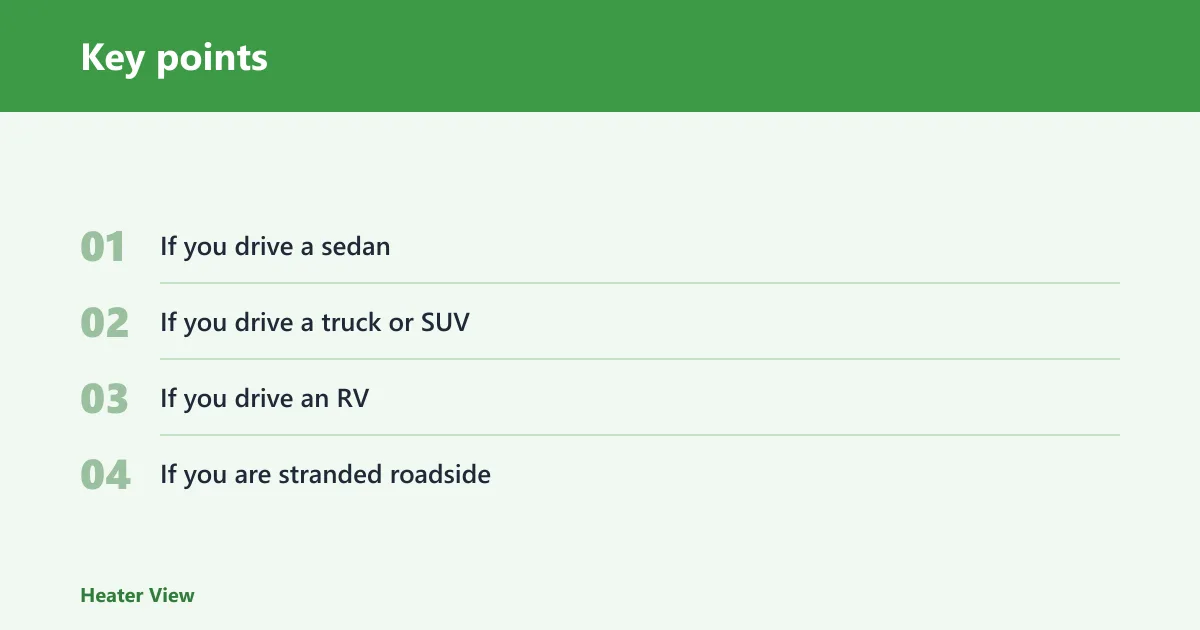 Key points: Car heater decision matrix