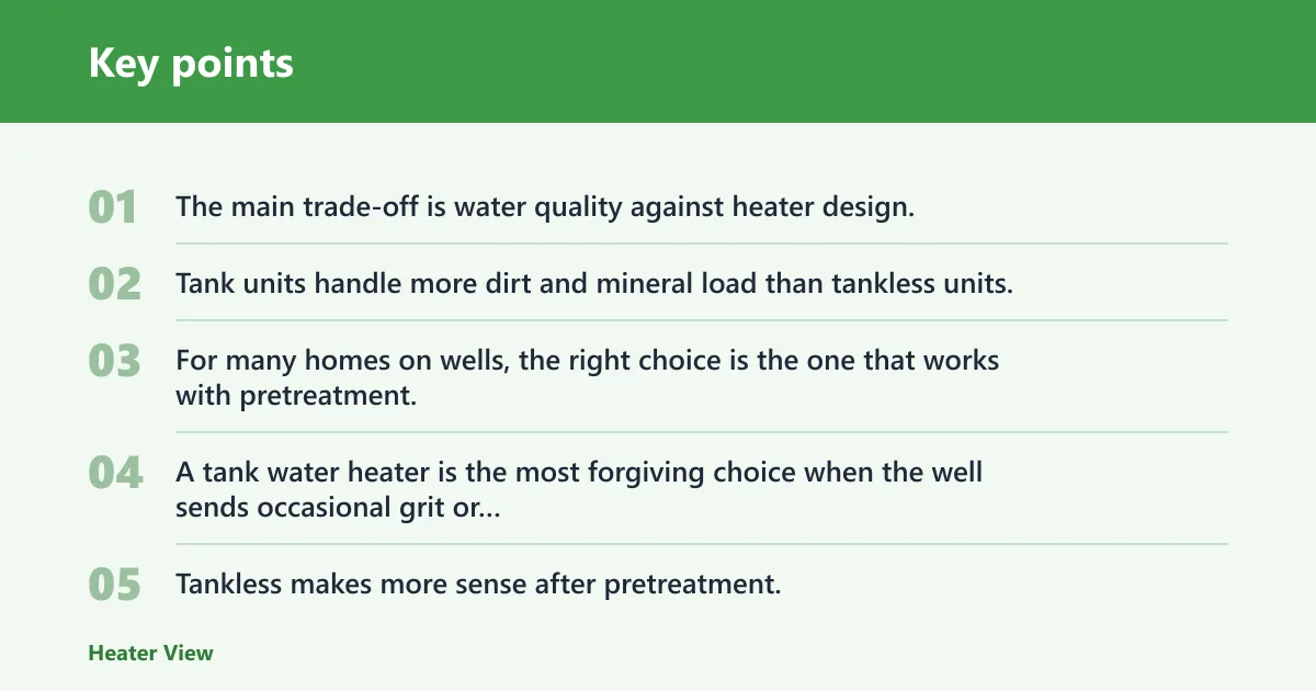 Key points: Tank, tankless, or heat pump?