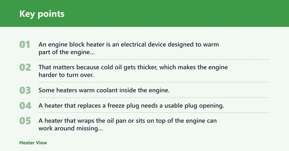 Key points: What a block heater actually heats