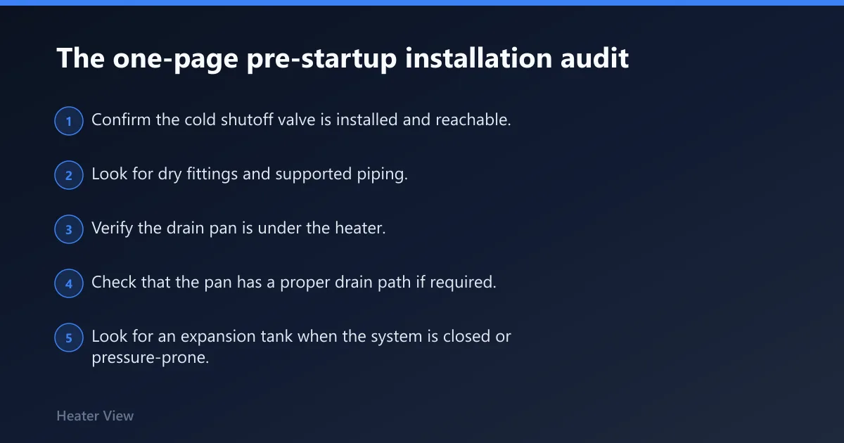 Steps: The one-page pre-startup installation audit