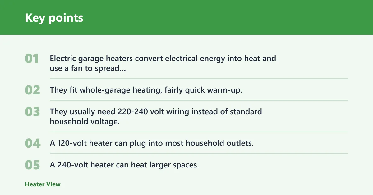 Key points: Which heater type fits your garage?