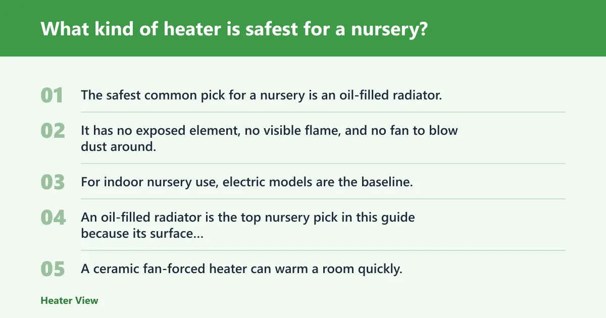 Steps: What kind of heater is safest for a nursery?