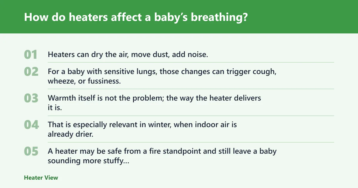 Steps: How do heaters affect a baby’s breathing?