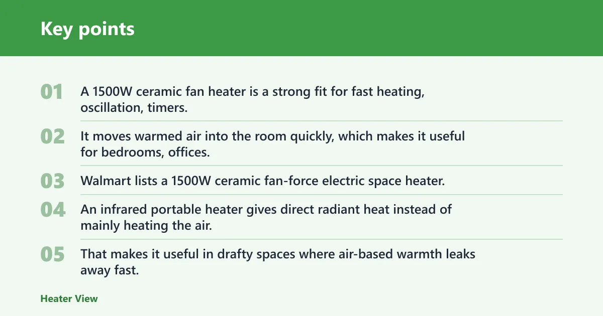 Key points: Which heater type fits which situation?