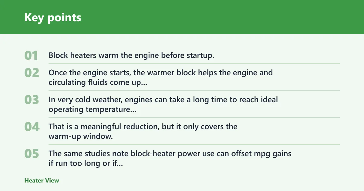 Key points: How a block heater changes fuel use