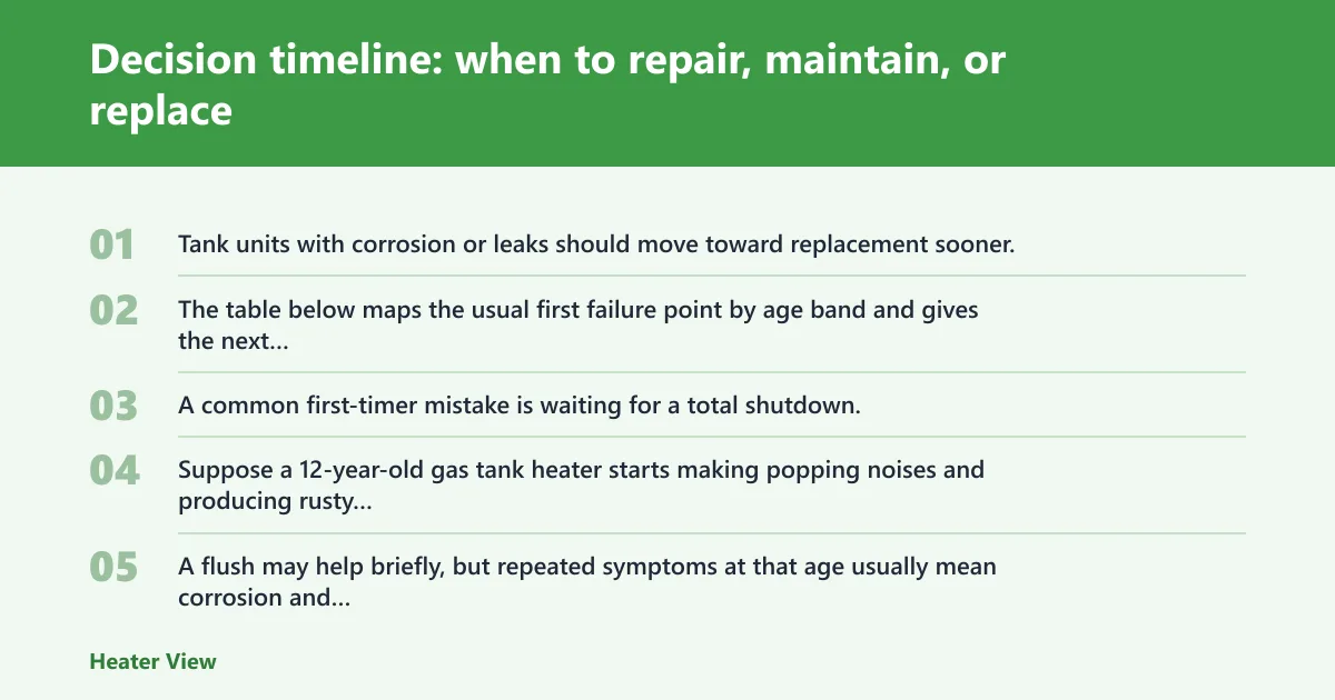 Steps: Decision timeline: when to repair, maintain, or replace