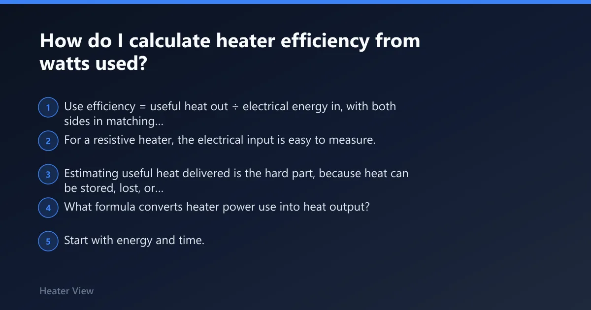 Steps: How do I calculate heater efficiency from watts used?