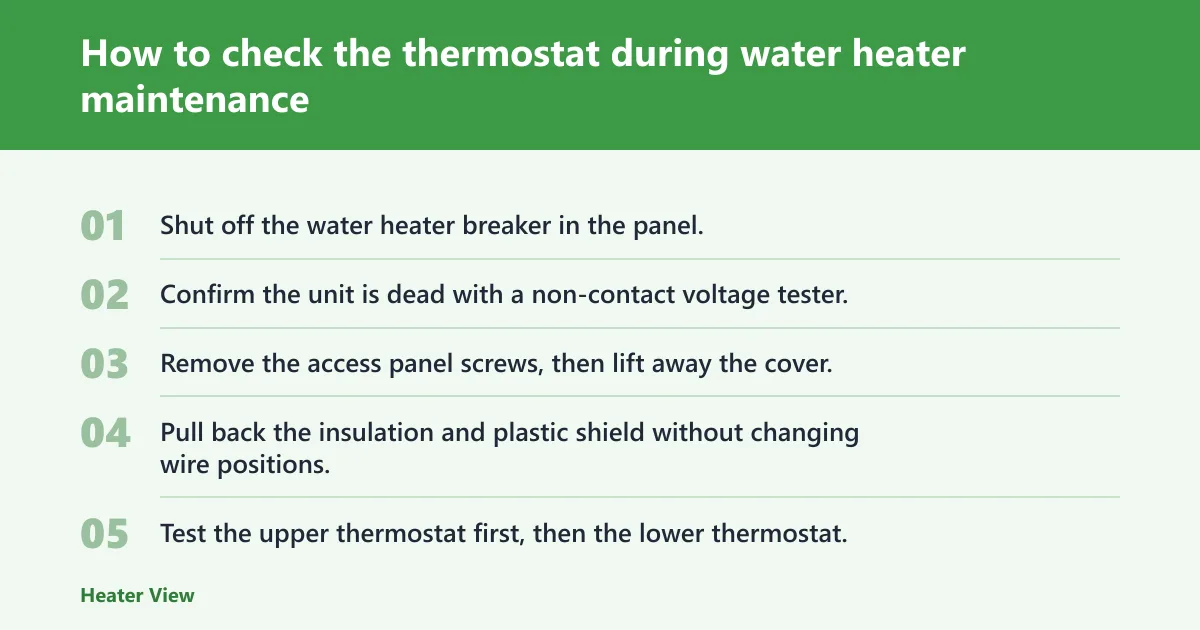 Steps: How to check the thermostat during water heater maintenance