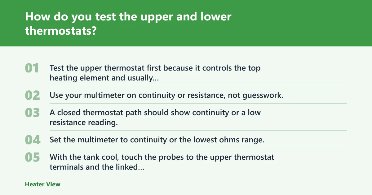 Steps: How do you test the upper and lower thermostats?