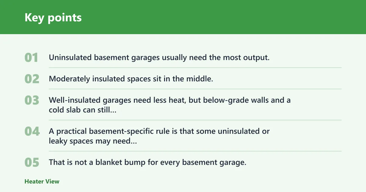 Key points: Basement garage heat loss factors