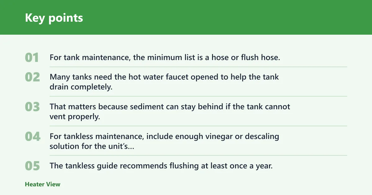 Key points: What should be included in a water heater service kit?