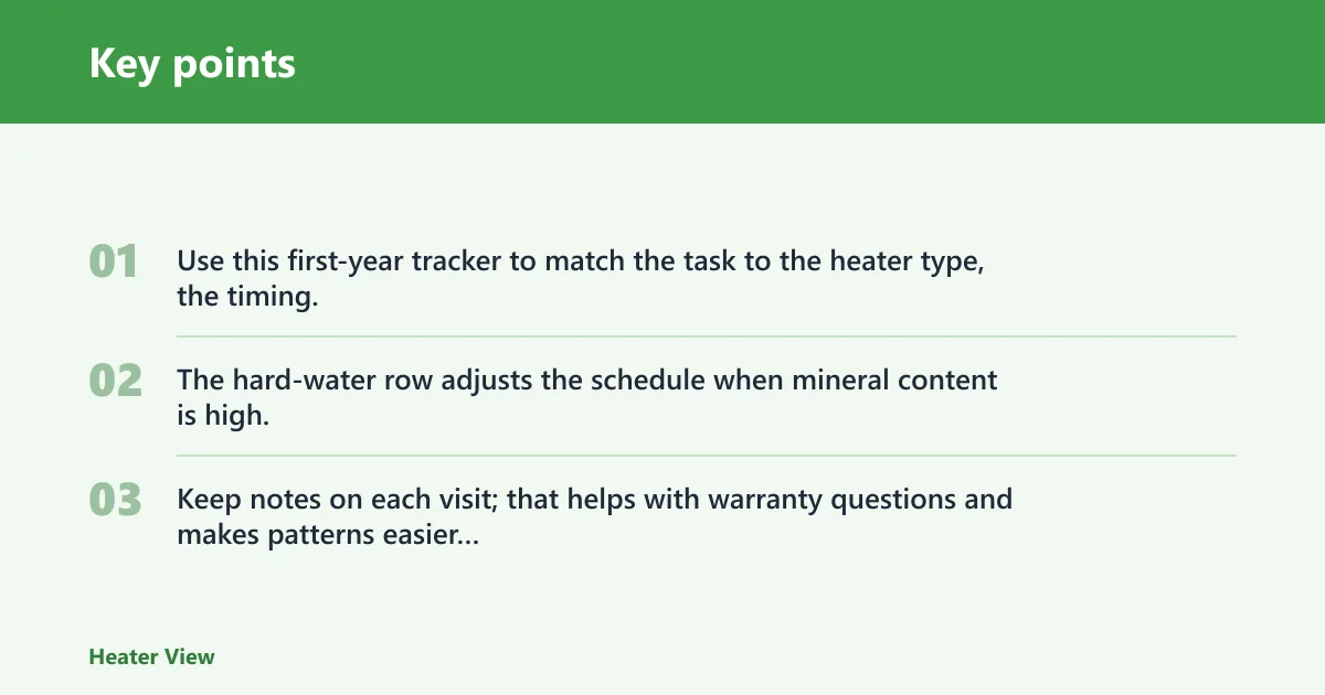 Key points: Water heater maintenance tracker