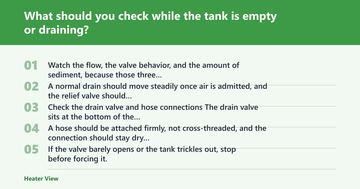 Steps: What should you check while the tank is empty or draining?