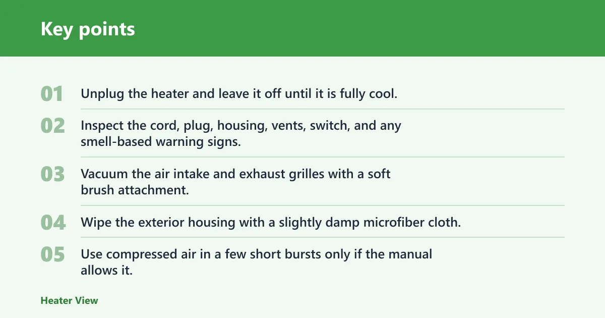 Key points: How do you safely store a heater after winter?