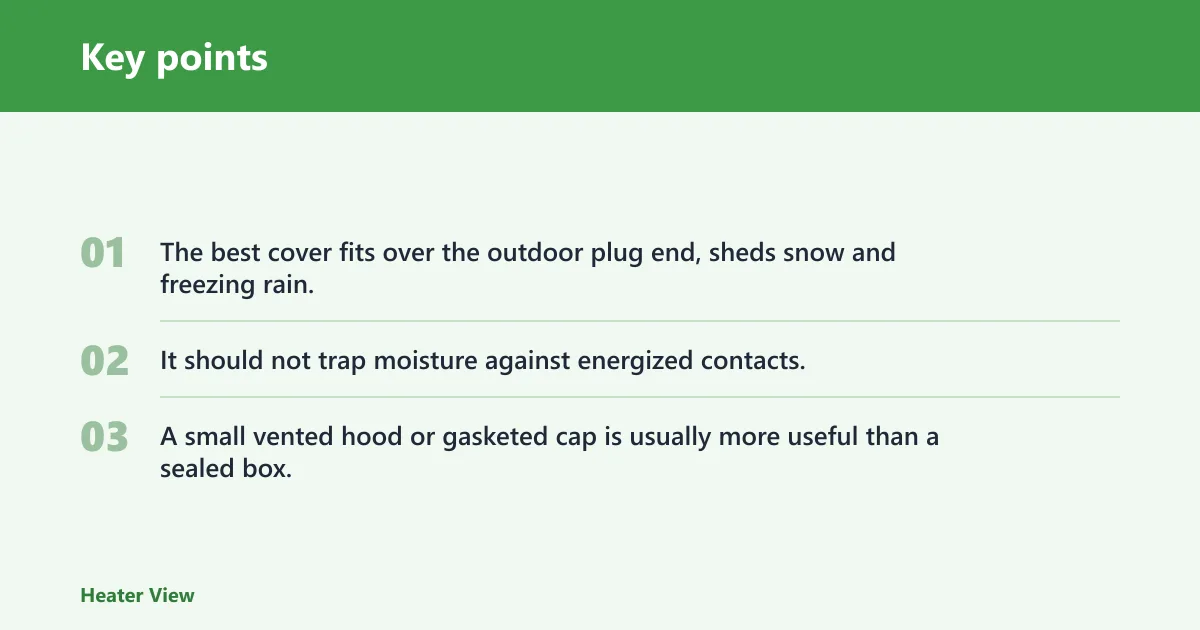 Key points: What is the best block heater plug cover for snow and ice?