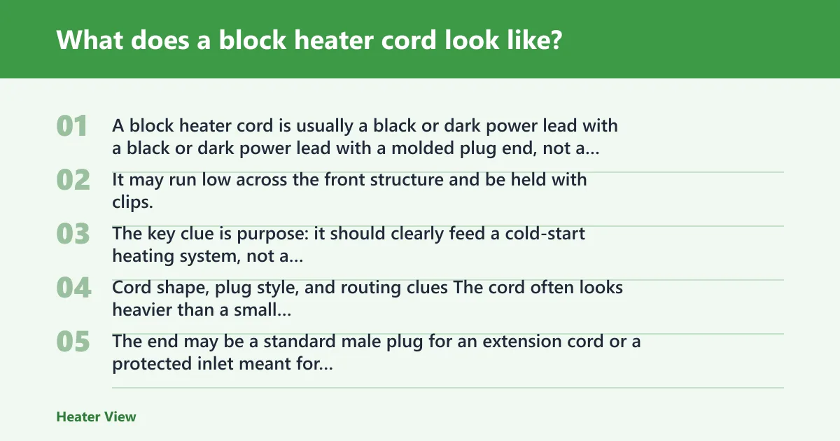 Steps: What does a block heater cord look like?