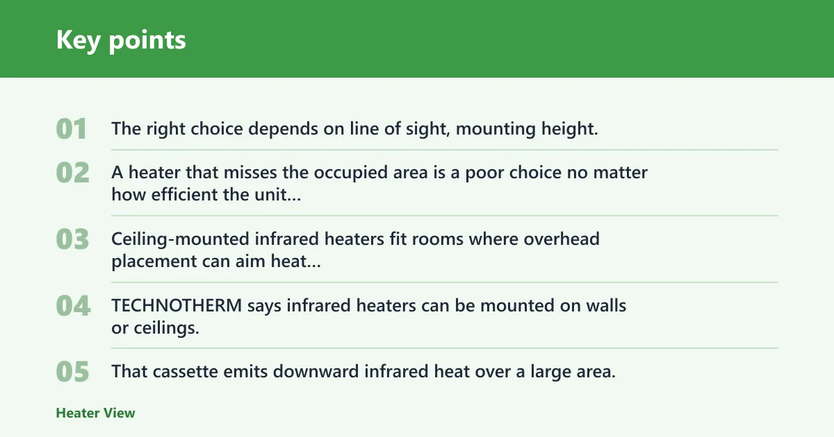 Key points: Is ceiling-mounted infrared better than wall-mounted in tall rooms?