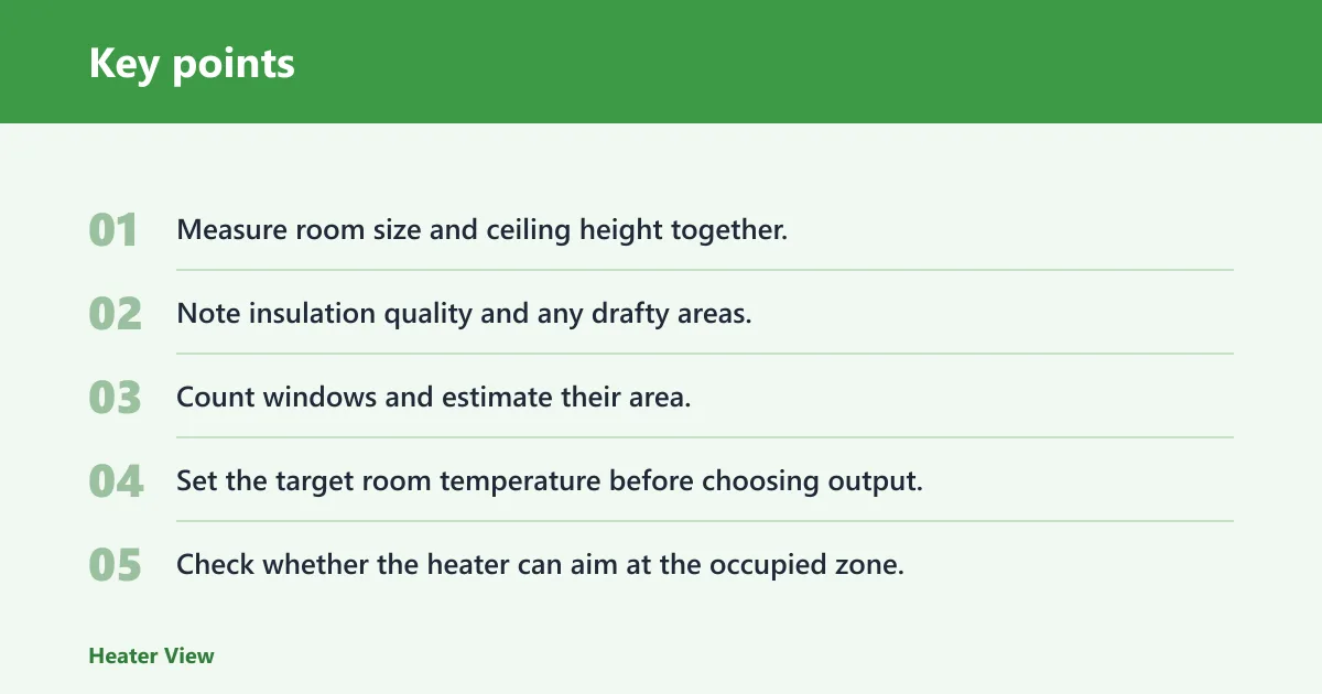 Key points: How do you size an infrared heater for a high-ceiling room?