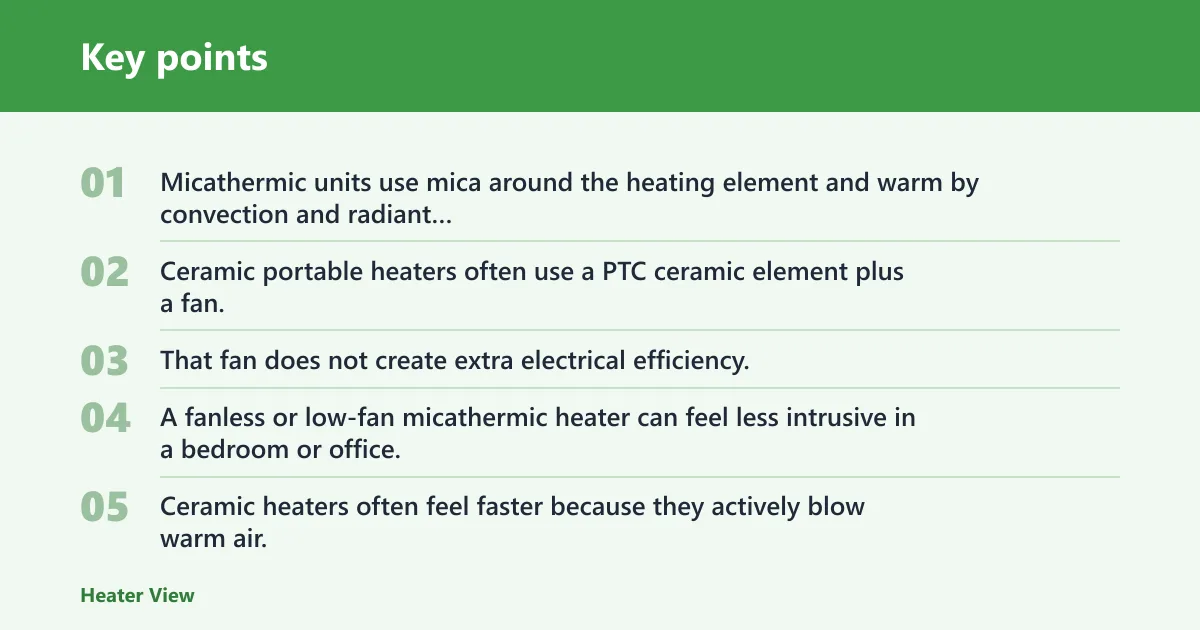Key points: Micathermic vs ceramic: side-by-side comparison