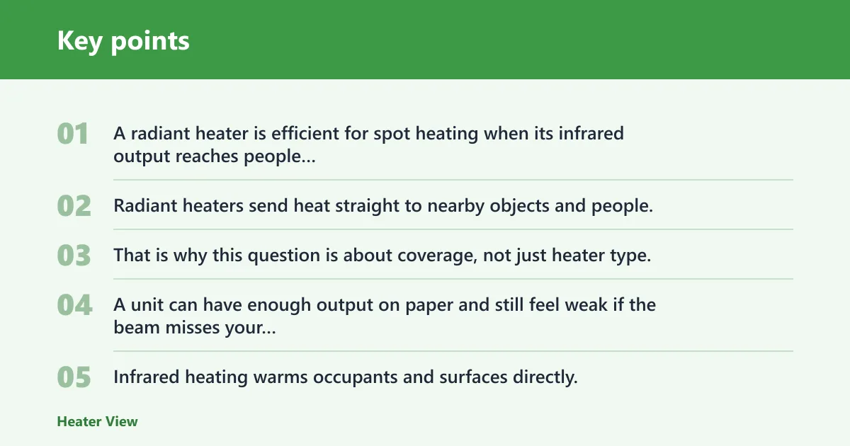Key points: What makes a radiant heater efficient for spot heating?