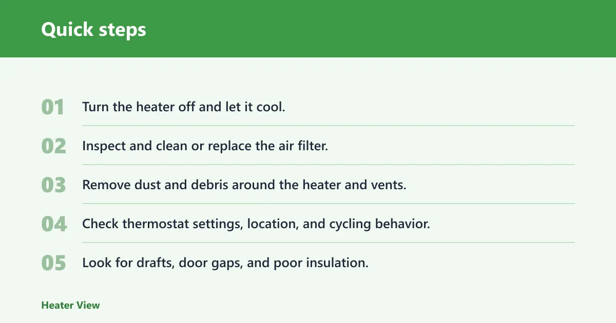 Quick steps: What maintenance should I check before replacing a garage heater?