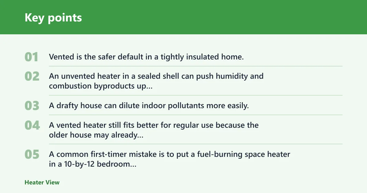 Key points: Heating scenarios decision table
