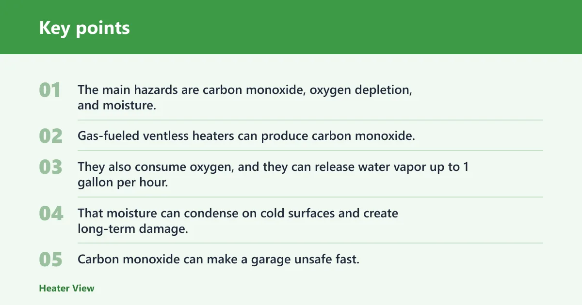 Key points: Are ventless gas heaters safe in a garage?