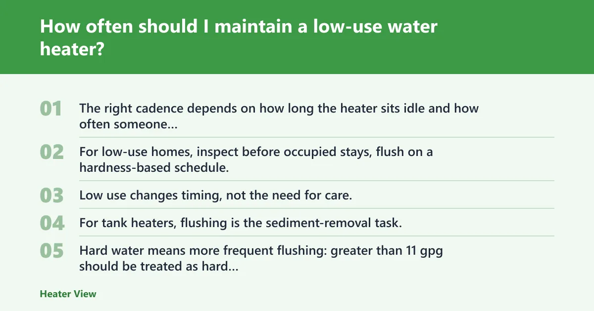 Steps: How often should I maintain a low-use water heater?