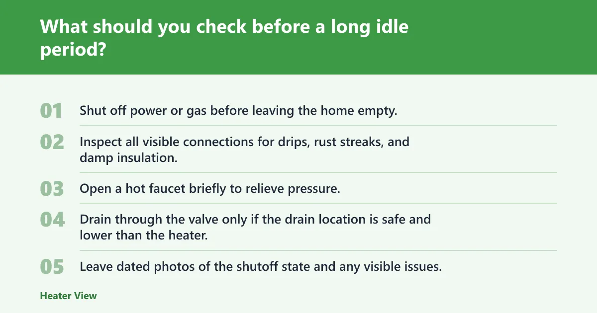 Steps: What should you check before a long idle period?