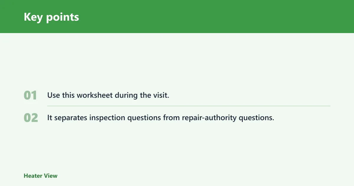 Key points: Water heater maintenance worksheet