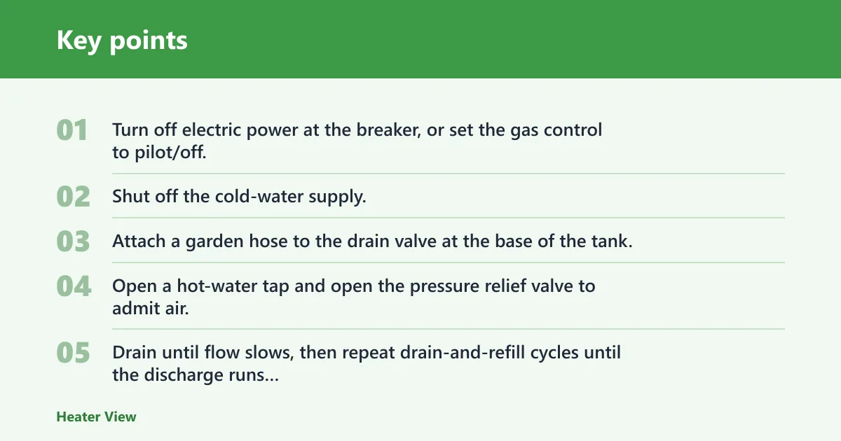 Key points: How do you flush a sediment-prone water heater safely?