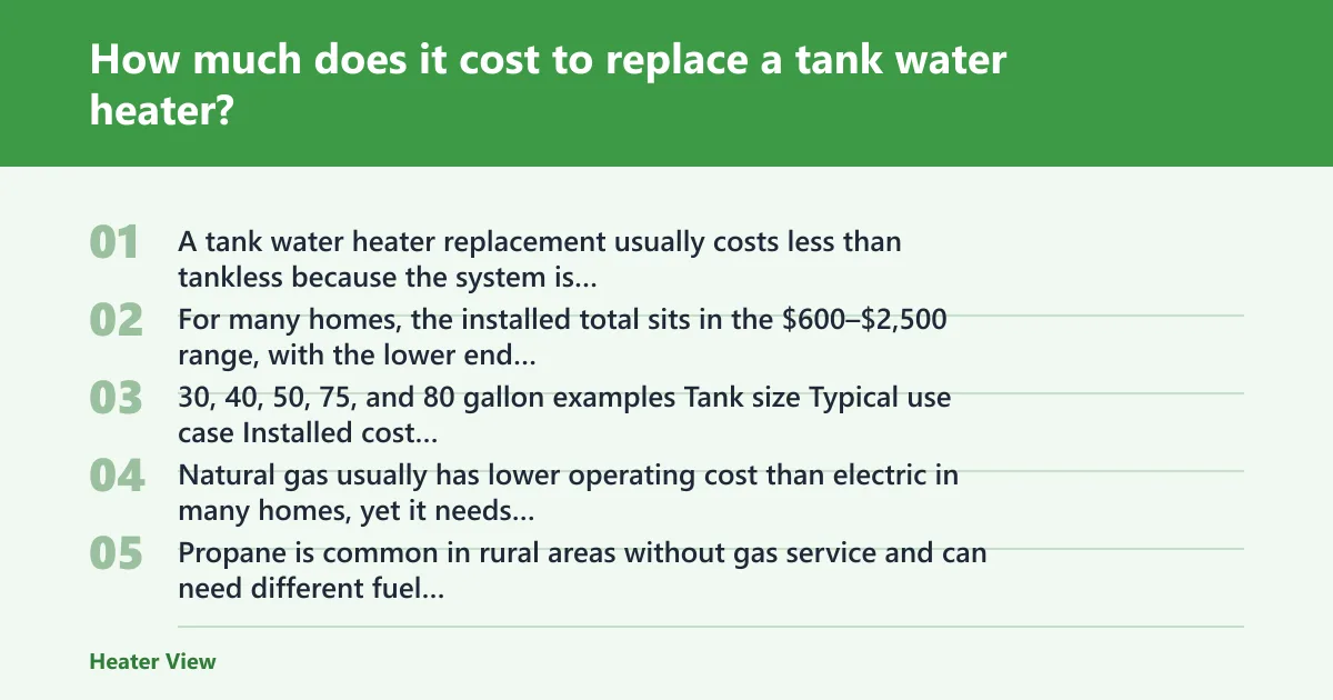 Steps: How much does it cost to replace a tank water heater?