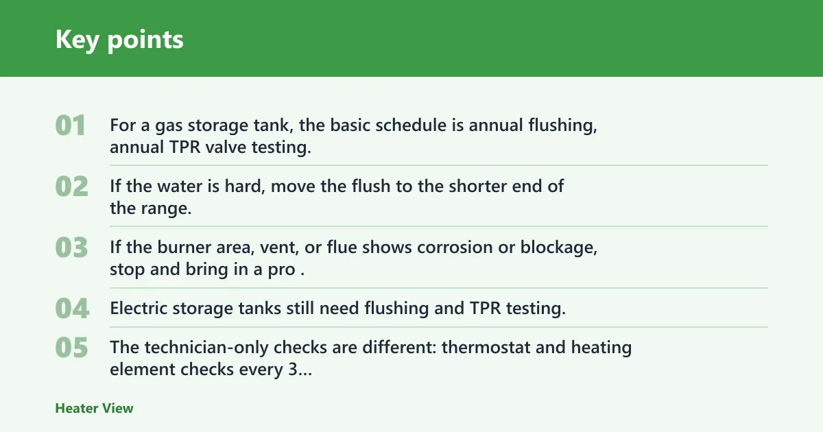 Key points: How often should a tank water heater be serviced?