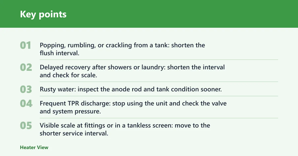 Key points: Service interval decision table