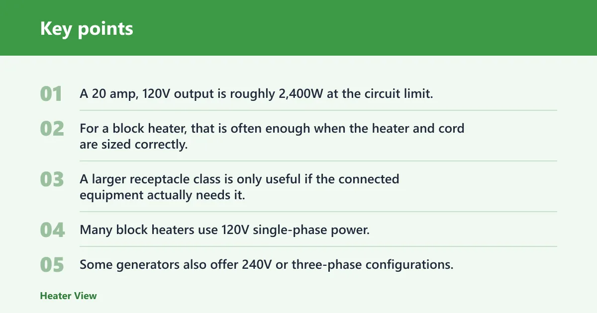 Key points: What generator amperage and voltage do you need?