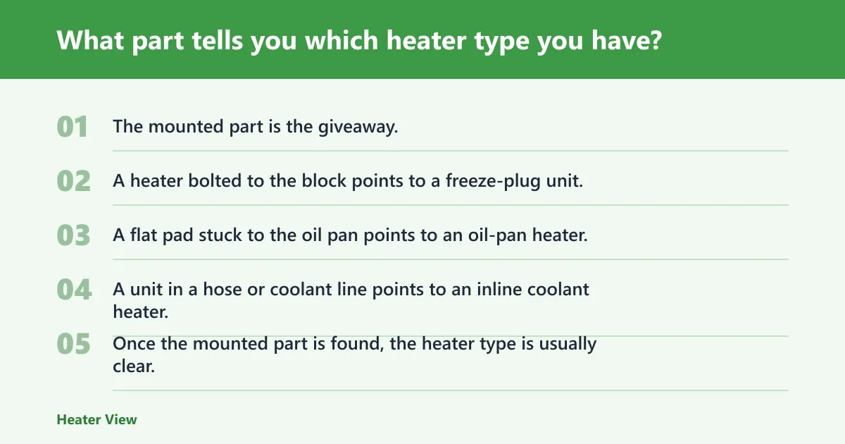 Steps: What part tells you which heater type you have?
