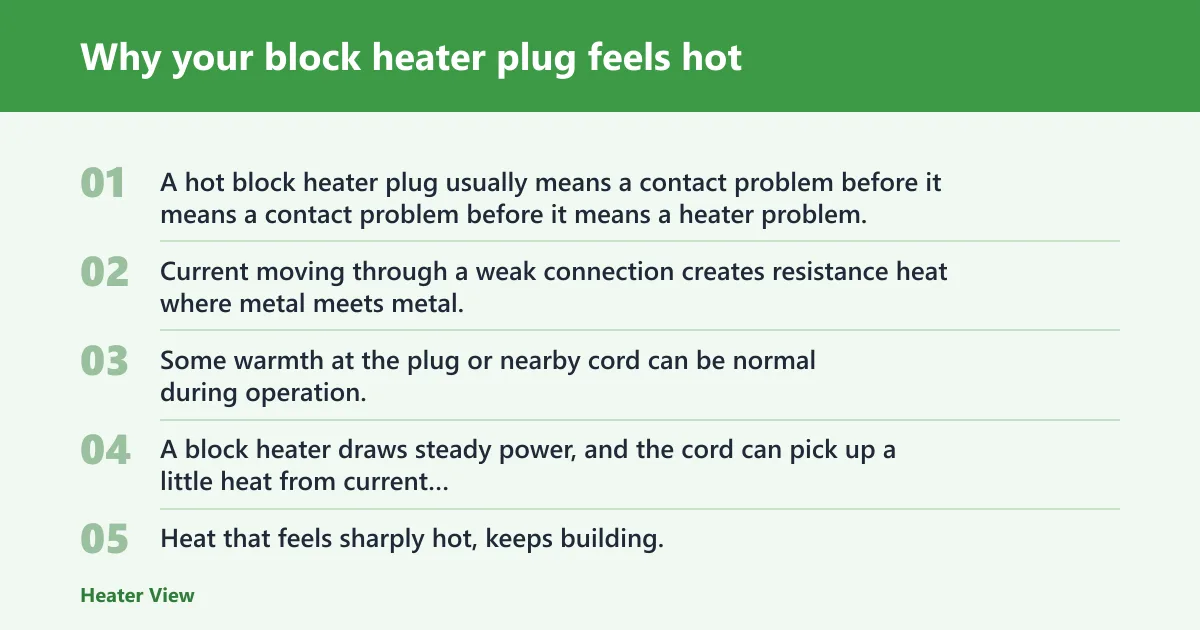 Steps: Why your block heater plug feels hot