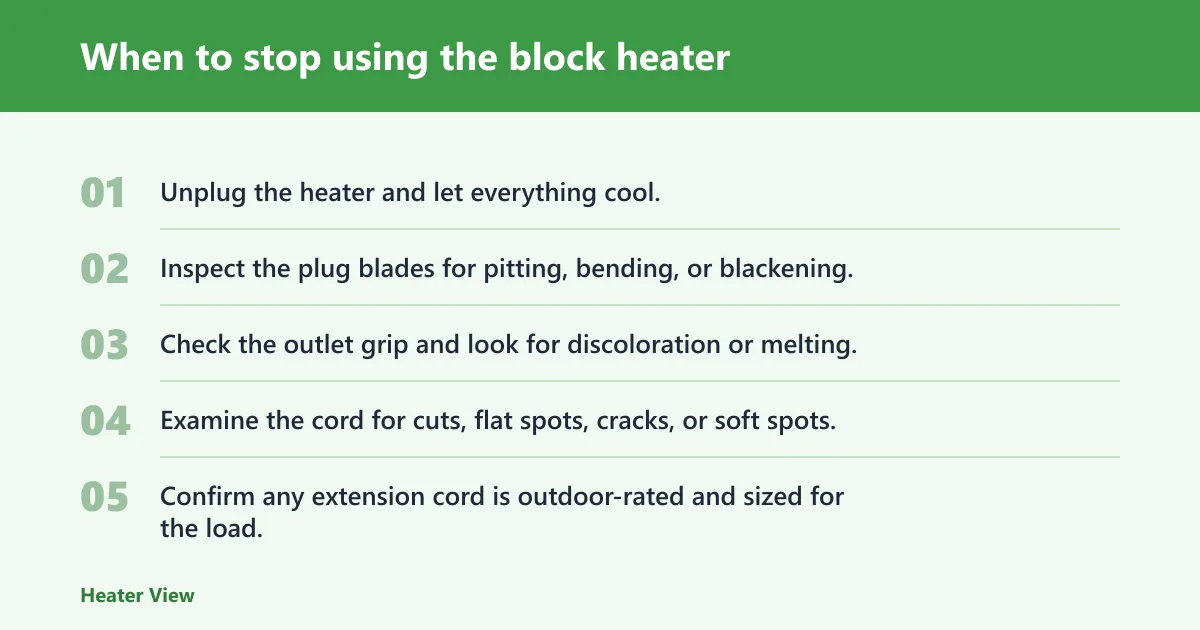 Steps: When to stop using the block heater